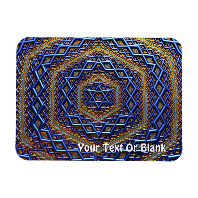Ornate Metallic Magen David Magnet (Horizontal)