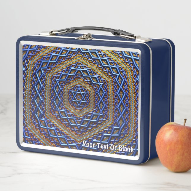Ornate Metallic Magen David Metal Lunch Box (In Situ)