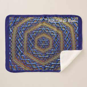 Ornate Metallic Magen David Sherpa Blanket