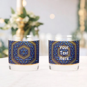 Ornate Metallic Magen David Whiskey Glass