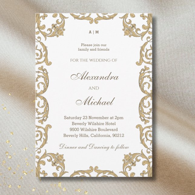 Ornate Monogram Baroque Vintage Wedding  Invitation (Creator Uploaded)