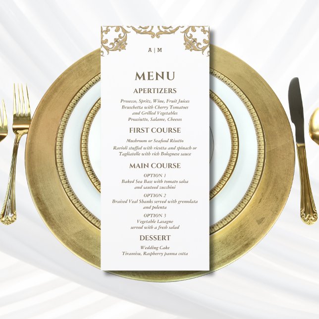 Ornate Monogram Baroque Wedding Menu (Creator Uploaded)
