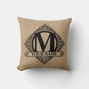 Ornate Monogram Design Throw Pillow