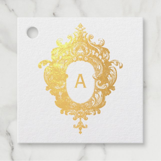 Ornate Monogram Frame Favour Tags (Front)