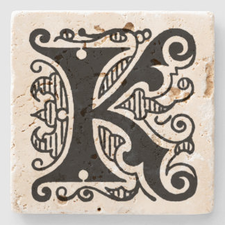 Ornate Monogram 'K' Stone Coaster