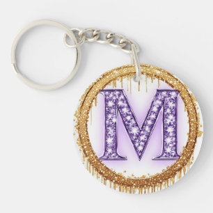 Ornate Monogram M Wedding Gift Idea Key Ring