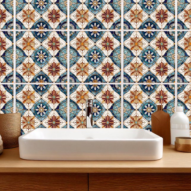 Ornate Moroccan Tile Pattern#3 Blue Gold ID1078 (Creator Uploaded)