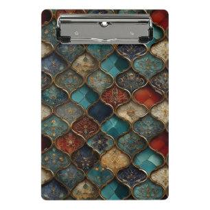 Ornate Moroccan Tiles in Jewel Tones and Gold Mini Clipboard