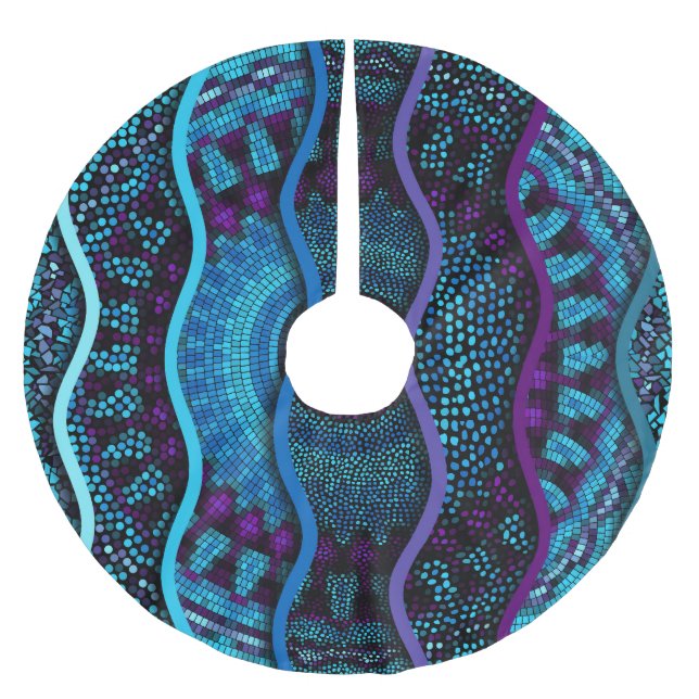 Ornate Mosaic: Relief Waves Texture. Brushed Polyester Tree Skirt (Front)