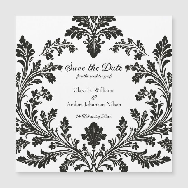 Ornate motif wedding, Save the Date, Magnet (Front)