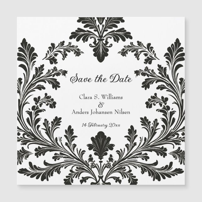 Ornate motif wedding, Save the Date, Magnet (Front)