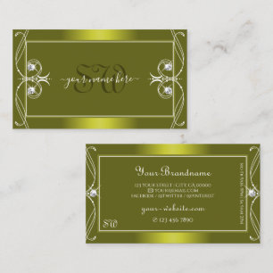 Ornate Mustard Yellow Sparkling Diamonds Monogram Business Card