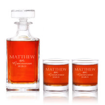 Ornate Name & Title Rocks Glass Set with Decanter