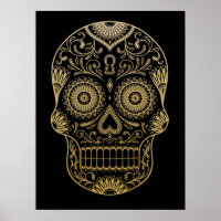Ornate One Colour Sugar Skull Poster