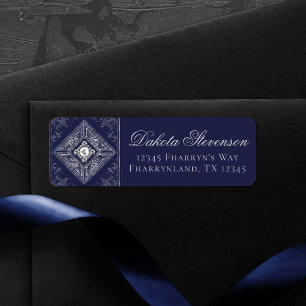 Ornate Opulence   Navy Blue and Gold Jewel Address