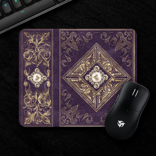 Ornate Opulence Purple and Gold Jewelled Flouris Mouse Pad