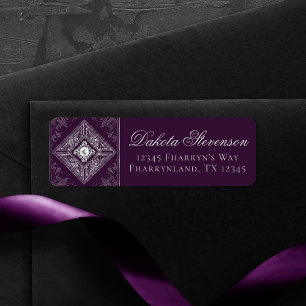 Ornate Opulence Purple and Silver Brooch Address