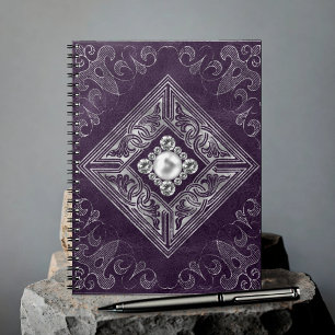 Ornate Opulence Purple and Silver Jewel Flourish Notebook