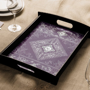 Ornate Opulence   Purple and Silver Jewel Flourish Tissue Paper