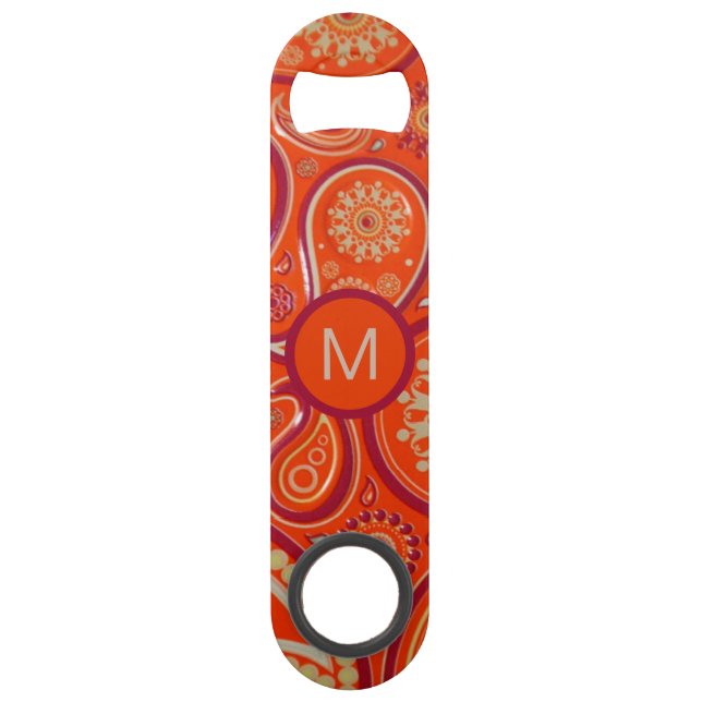 Ornate Orange Paisley Pattern Monogram (Front)