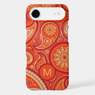 Ornate Orange Paisley Pattern Monogram