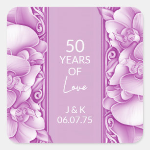 Ornate Orchid Wedding Custom Square Sticker