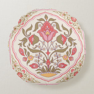 Ornate Oriental: Floral Stylish Design. Round Cushion