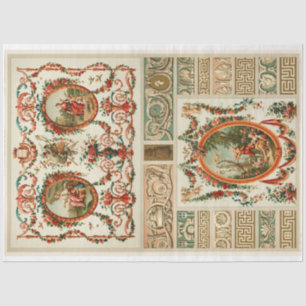 Ornate ornamental border & portrait for decoupage tissue paper