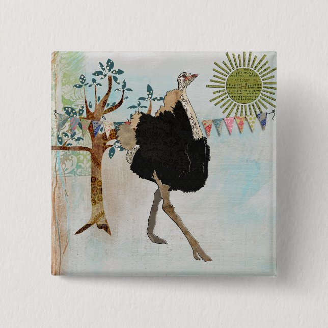 Ornate Ostrich Sunshine Button (Front)