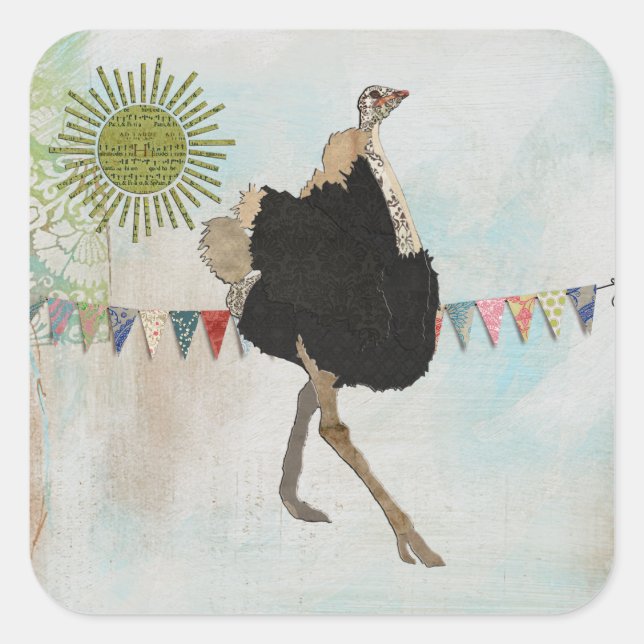 Ornate Ostrich Sunshine Sticker (Front)