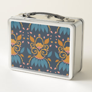 Ornate pattern Medieval style personalised Metal Lunch Box