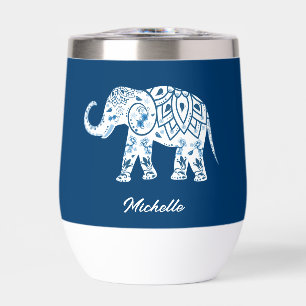 Ornate Patterned Blue Elephant Personalised