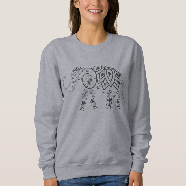 Ornate Patterned Elephant Sweatshirt (Front)