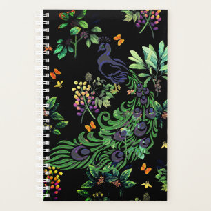 Ornate Peacock and Vintage Floral Planner