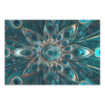 Ornate peacock feathers mandala