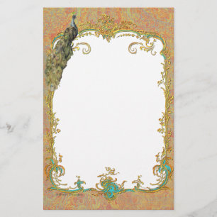 Ornate Peacock n Paisley Art Design Stationery