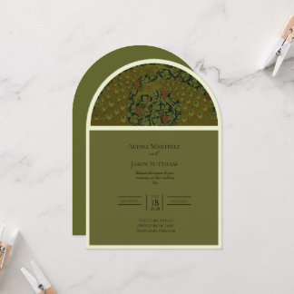 Ornate Peacock Vinery Vintage Wedding Invitation