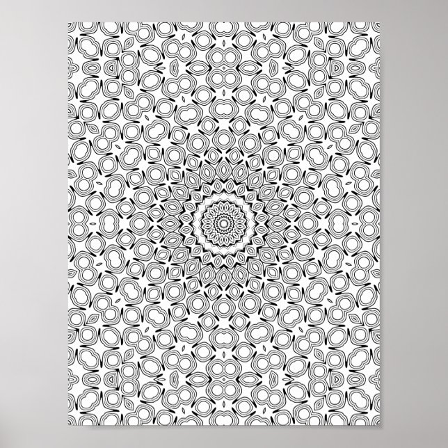 Ornate Pebble Tile Kaleidoscope Mandala Pattern Ar Poster (Front)