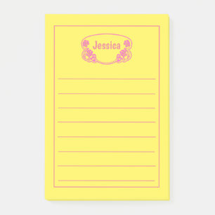 Ornate Pink Framed Nameplate Graphic Post-it Notes
