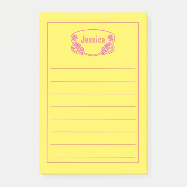 Ornate Pink Framed Nameplate Graphic Post-it Notes (Front)