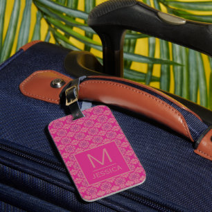 Ornate Pink Purple Geometric Pattern Personalised Luggage Tag