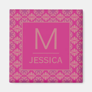 Ornate Pink Purple Geometric Pattern Personalised Magnet