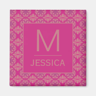Ornate Pink Purple Geometric Pattern Personalised Magnet