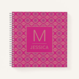 Ornate Pink Purple Geometric Pattern Personalised Notebook