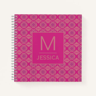 Ornate Pink Purple Geometric Pattern Personalised Notebook