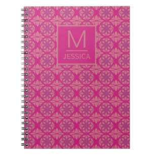 Ornate Pink Purple Geometric Pattern Personalised Notebook