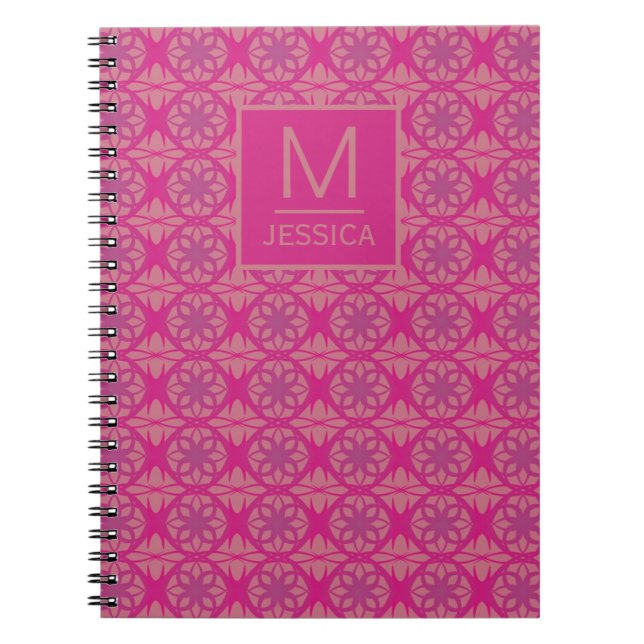 Ornate Pink Purple Geometric Pattern Personalised Notebook (Front)