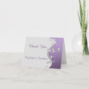 Ornate Purple and Silver Floral Thank You Card