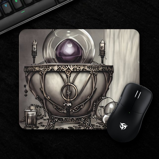 Ornate Purple Crystal Ball and Witchcraft Items Mouse Pad (Creator Uploaded)