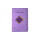 Ornate Purple Damask Custom Passport Holder